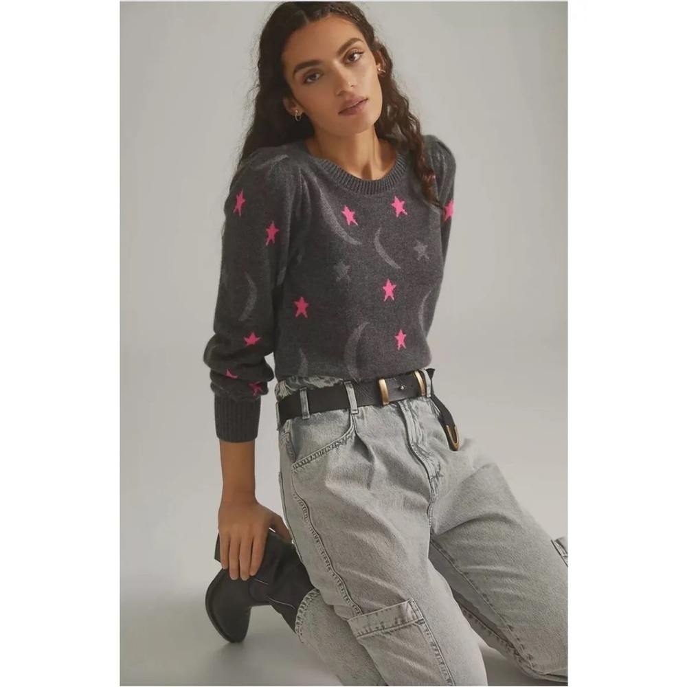 NWT Anthropologie White + Warren Heart Moon Cashmere Sweater Size XS